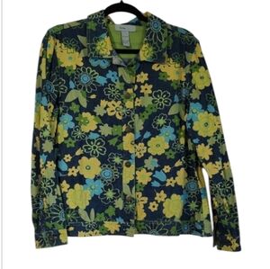 Analogy Floral Print Button Down Shirt Size L